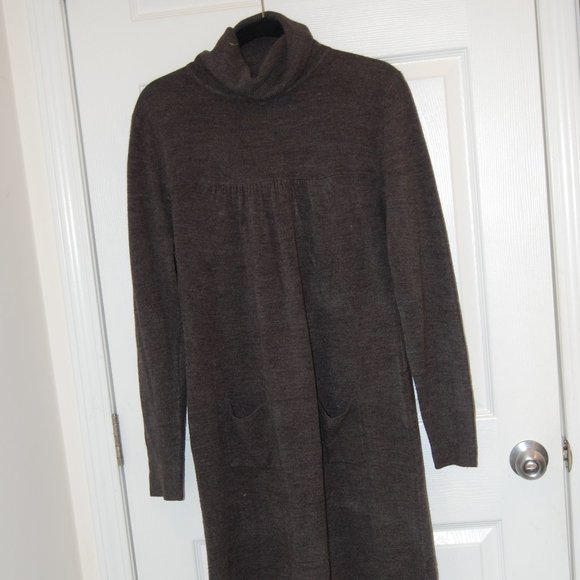 Susan Lawrence 100% Acrylic Grey Turtleneck Sweater Dress Size Large - Picture 3 of 10